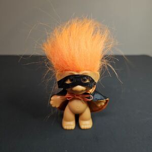 Vtg Russ Troll Doll Masked Vampire Orange Cape Hair